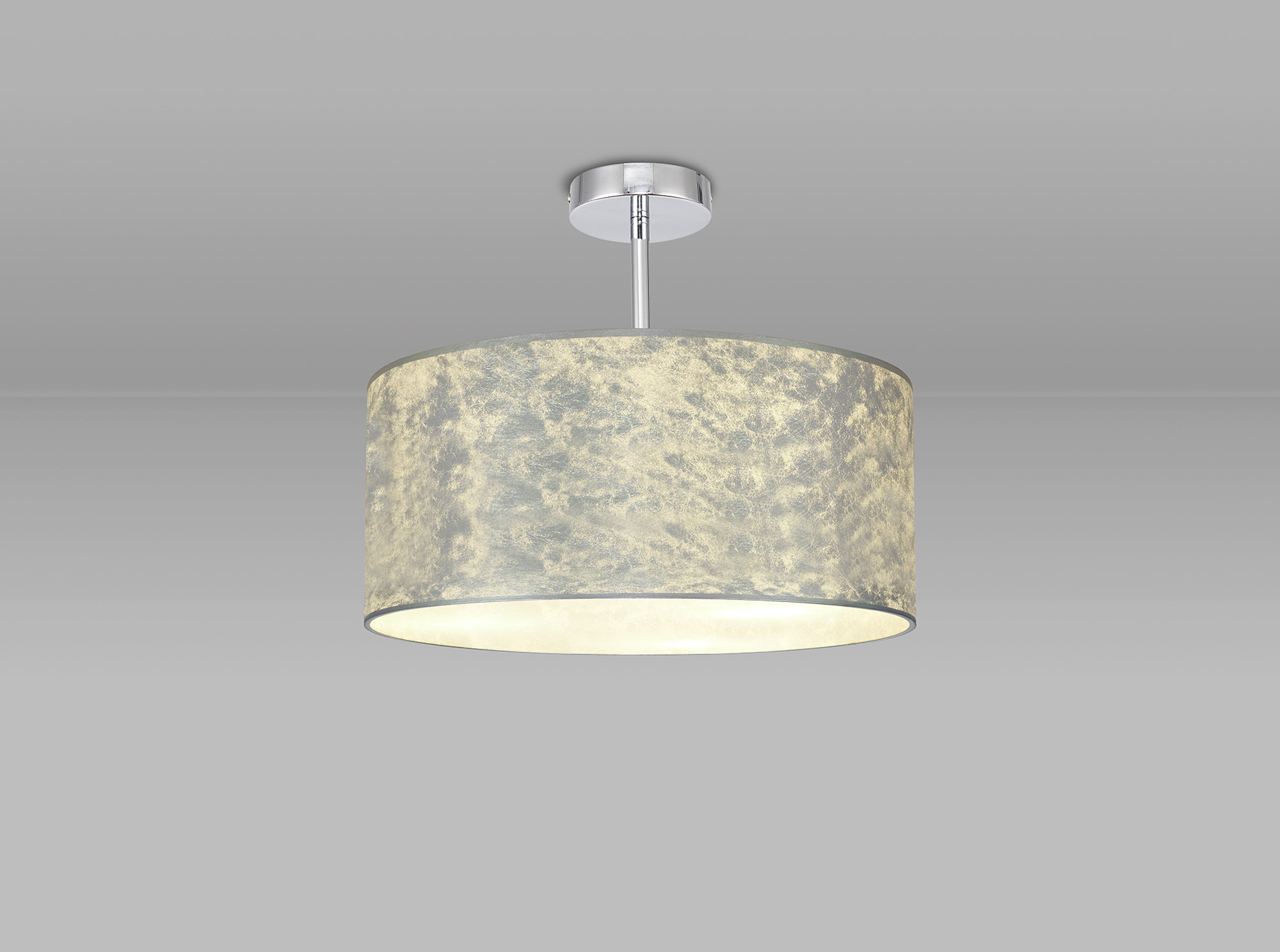 Baymont 40cm Semi Flush 1 Light Polished Chrome, Silver Leaf DK0783  Deco Baymont